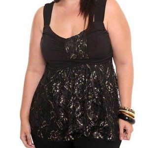 Torrid Dress Lace Black Gold Tank
